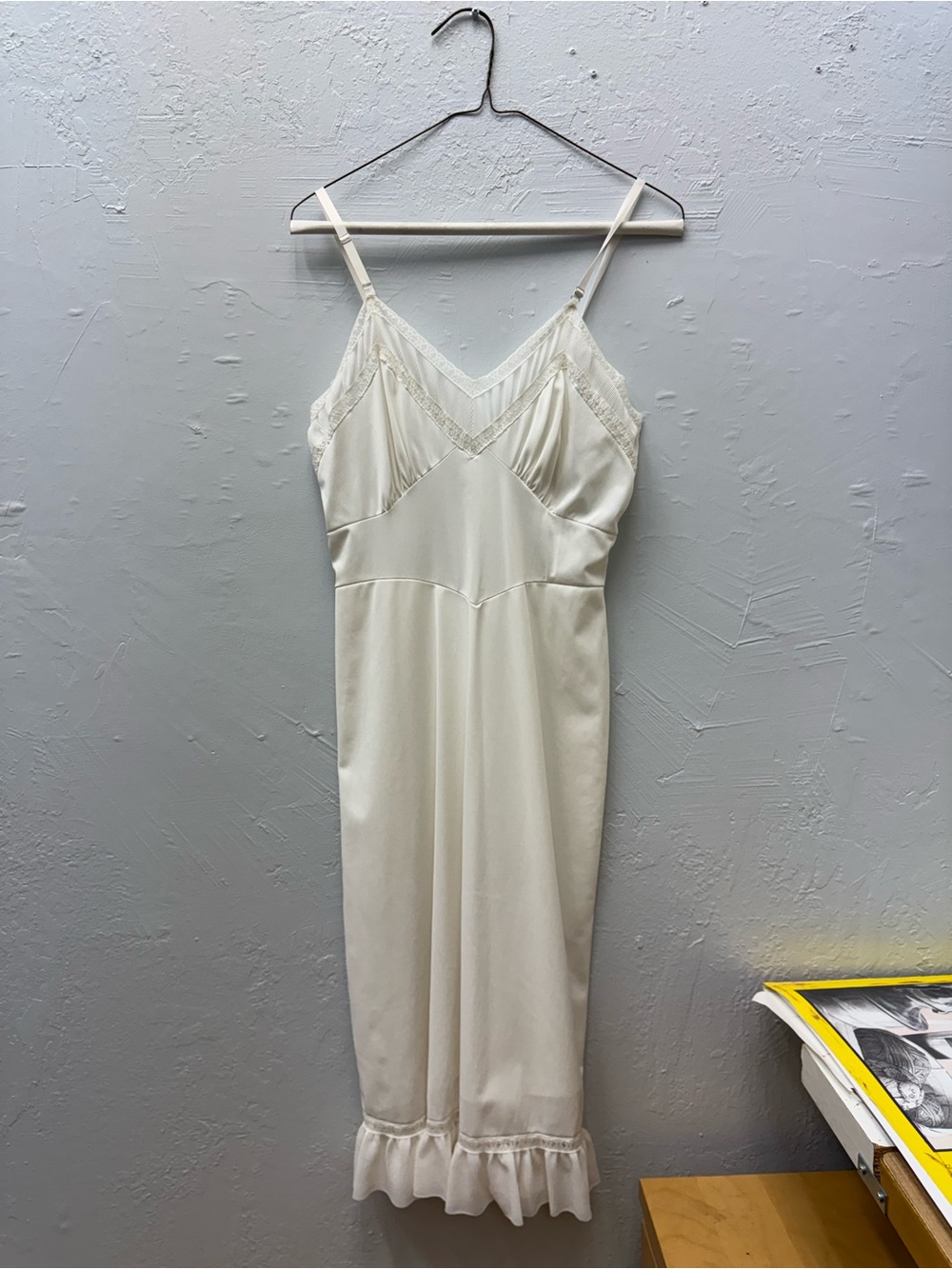 Women's Ivory Slip Dress / nightgown with Lace Trim - Picture 5 of 9